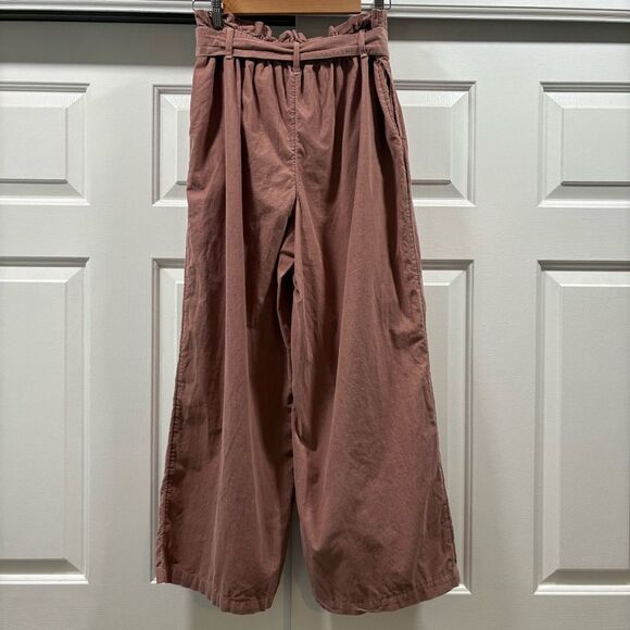 American Eagle Pink Corduroy Paperbag Wide Leg Pants Size M - Picture 5 of 12